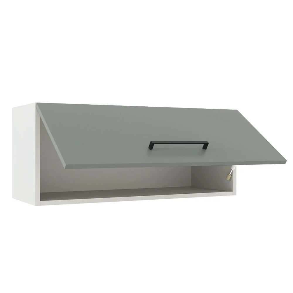 Armário Aéreo Madesa Agata 80 cm 1 Porta Basculante Branco/Cinza - Image 4