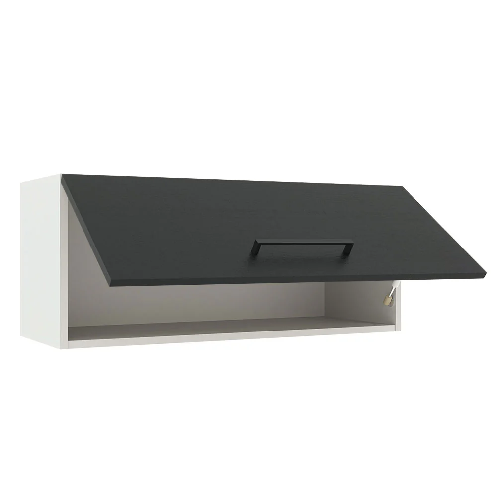 Armário Aéreo Madesa Agata 80 cm 1 Porta Basculante Branco/Preto - Image 4