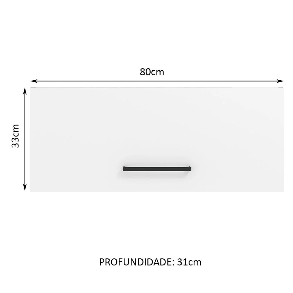 Armário Aéreo Madesa Agata 80 cm 1 Porta Basculante Rustic/Branco - Image 2