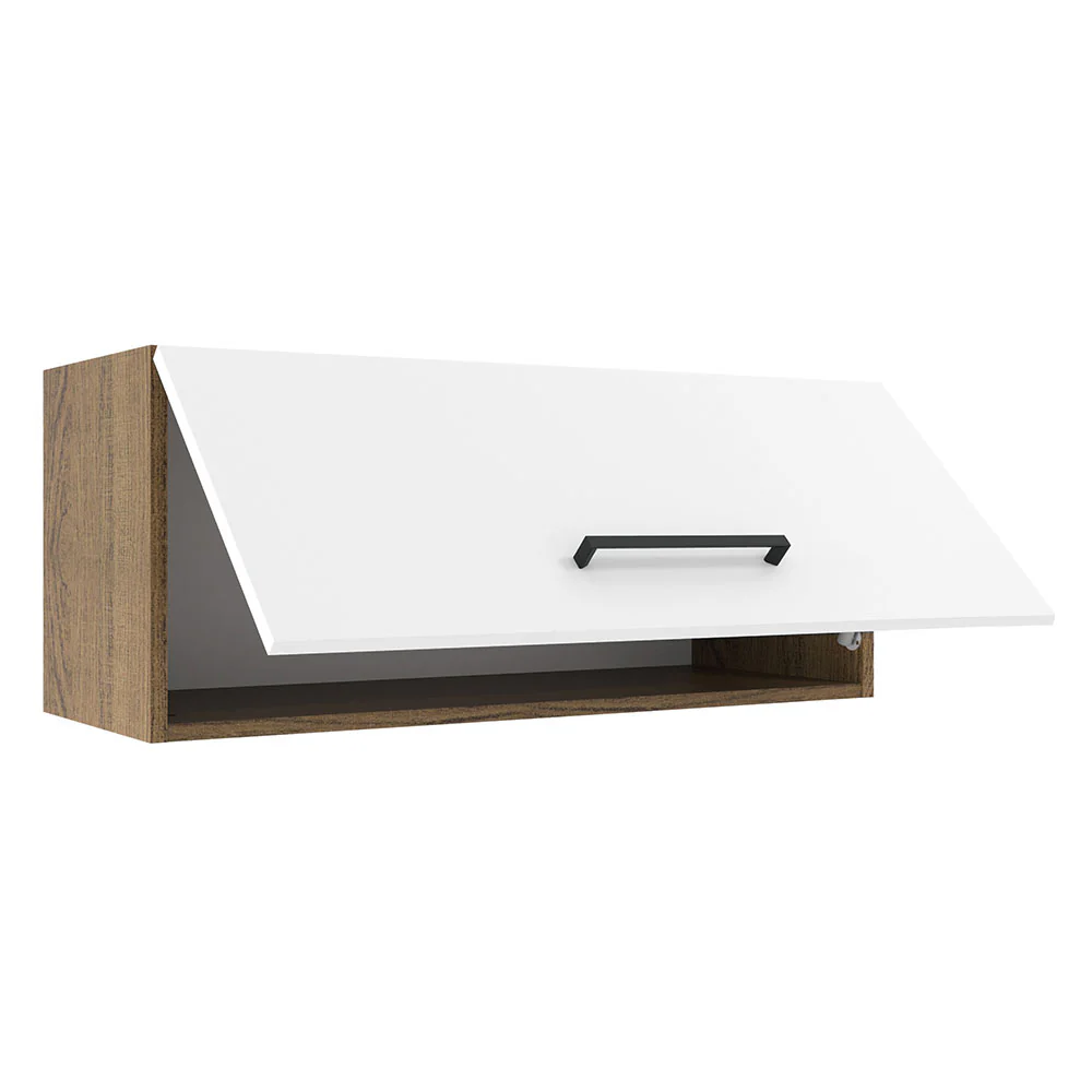 Armário Aéreo Madesa Agata 80 cm 1 Porta Basculante Rustic/Branco - Image 4