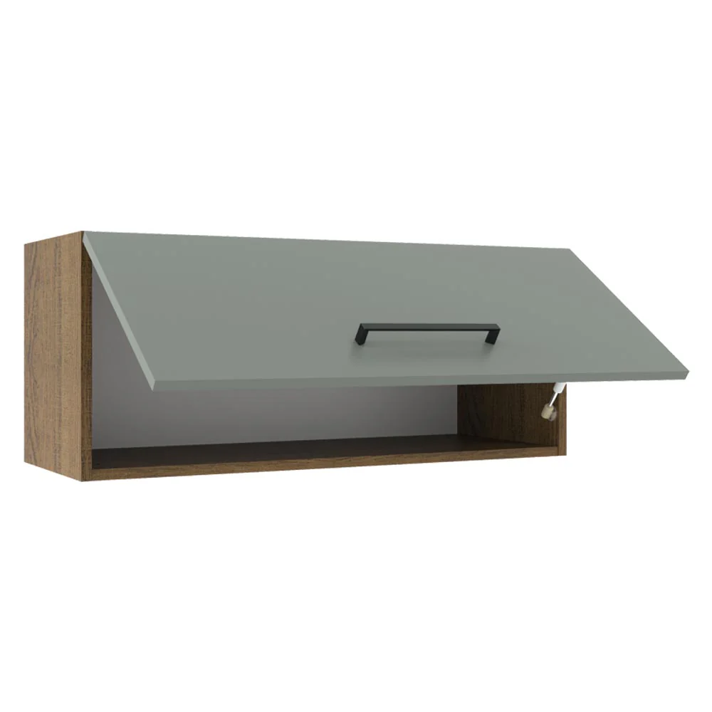 Armário Aéreo Madesa Agata 80 cm 1 Porta Basculante Rustic/Cinza - Image 4