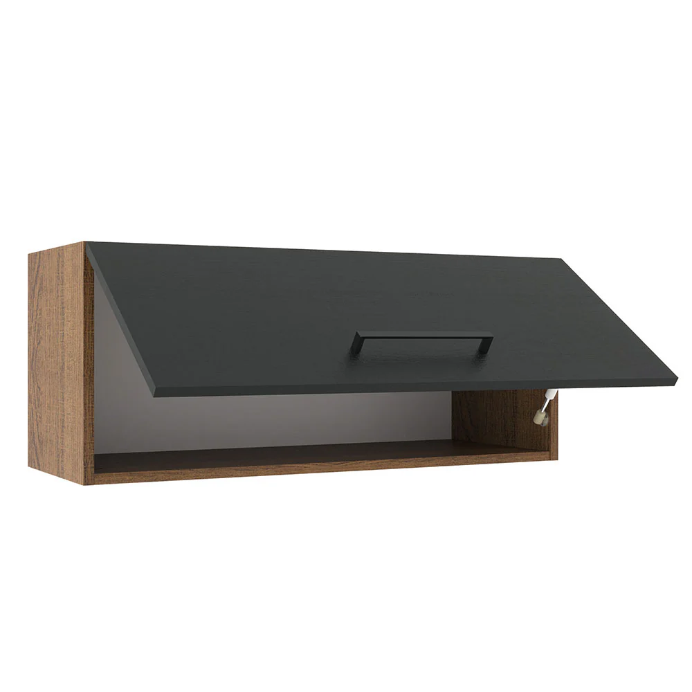 Armário Aéreo Madesa Agata 80 cm 1 Porta Basculante Rustic/Preto - Image 4