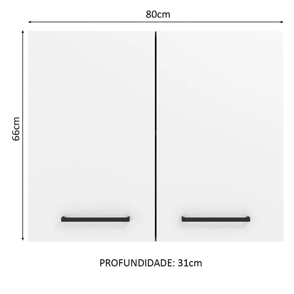 Armário Aéreo Madesa Agata 80 cm 2 Portas Branco - Image 2