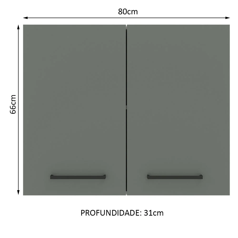 Armário Aéreo Madesa Agata 80 cm 2 Portas Branco/Cinza - Image 2