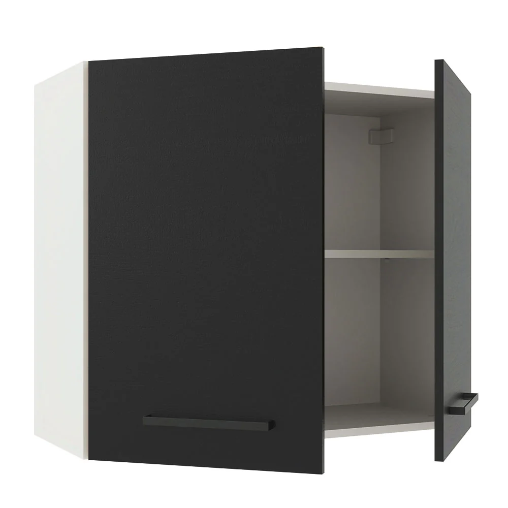 Armário Aéreo Madesa Agata 80 cm 2 Portas Branco/Preto - Image 4