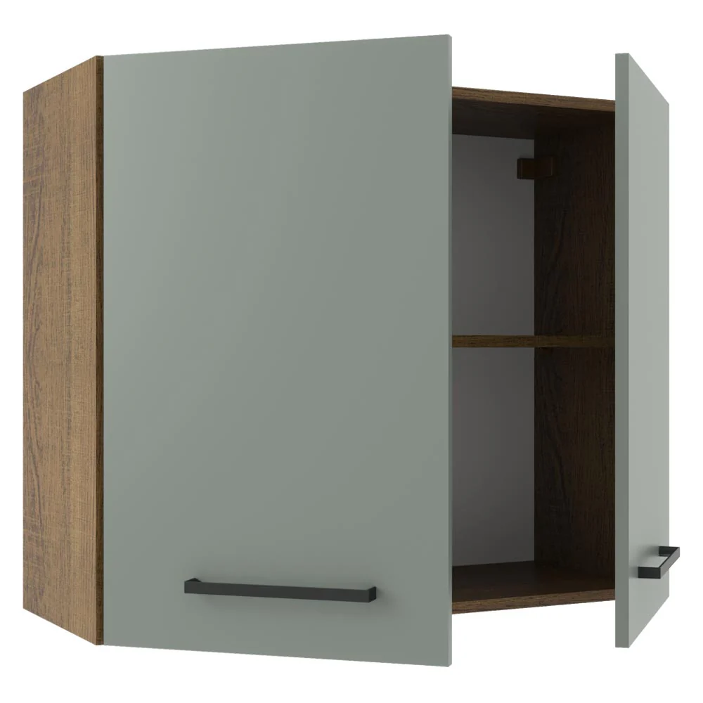Armário Aéreo Madesa Agata 80 cm 2 Portas Rustic/Cinza - Image 4