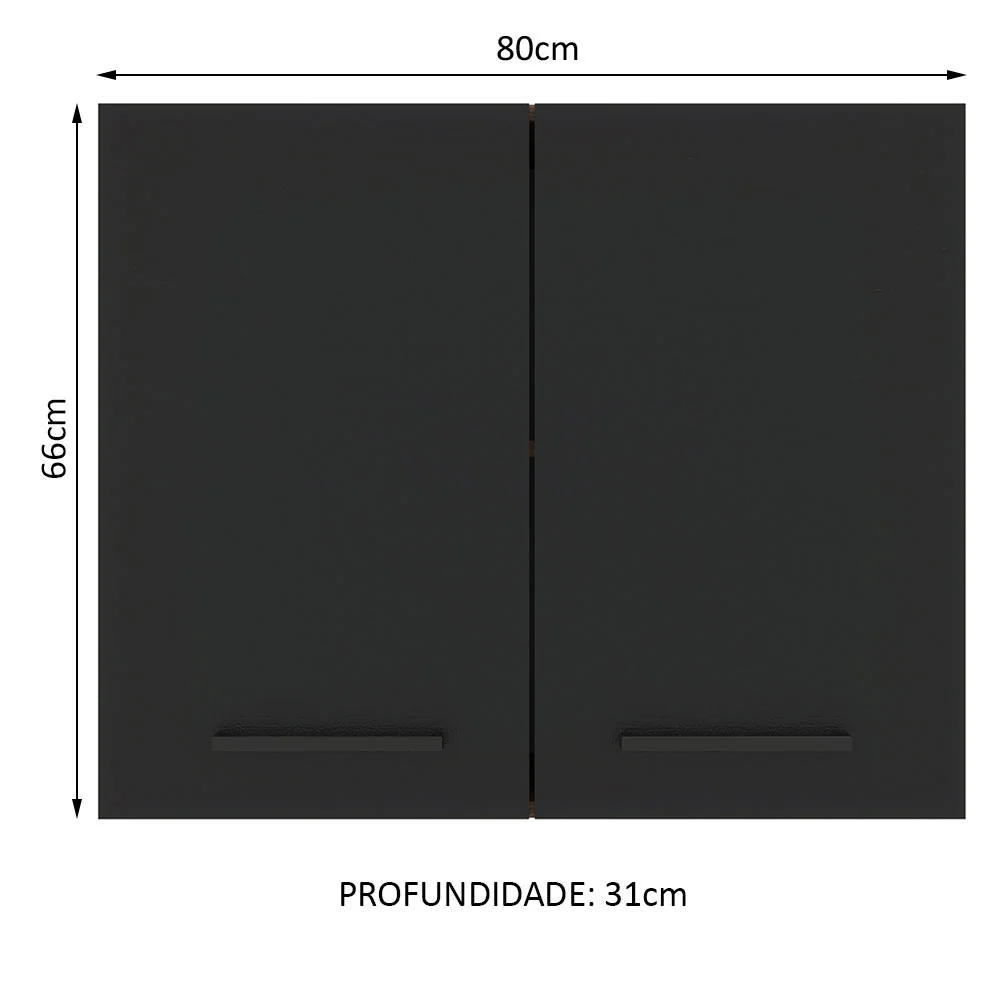 Armário Aéreo Madesa Agata 80 cm 2 Portas Rustic/Preto - Image 2