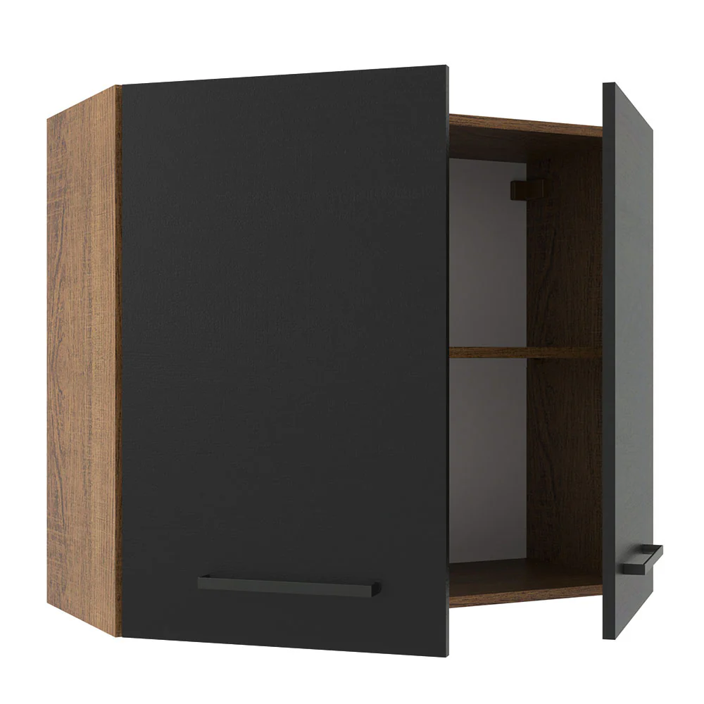 Armário Aéreo Madesa Agata 80 cm 2 Portas Rustic/Preto - Image 4