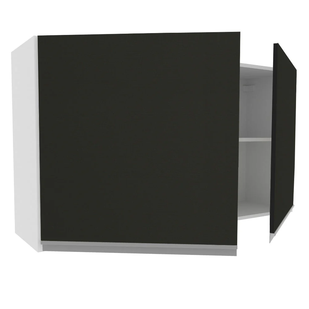 Armário Aéreo Madesa Glamy 120 cm 2 Portas Branco/Preto - Image 4
