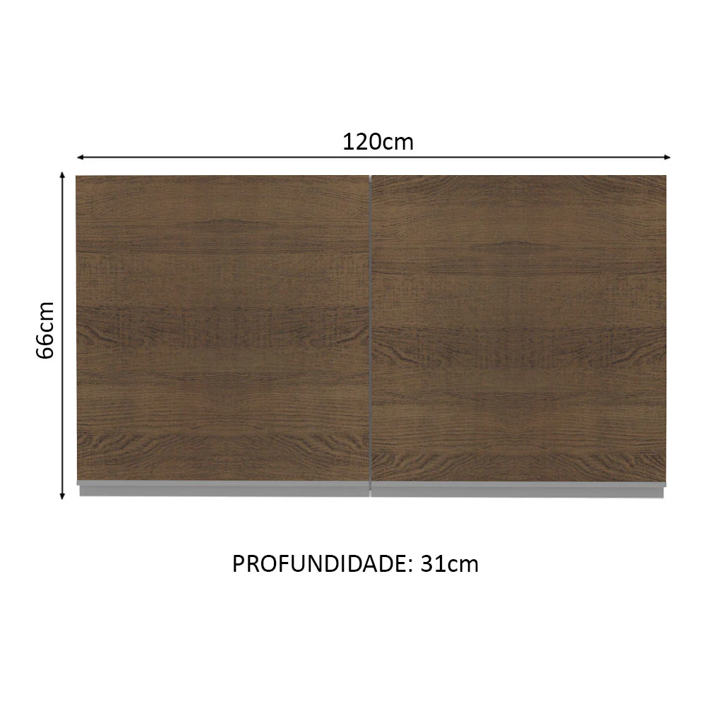 Armário Aéreo Madesa Glamy 120 cm 2 Portas Branco/Rustic - Image 2