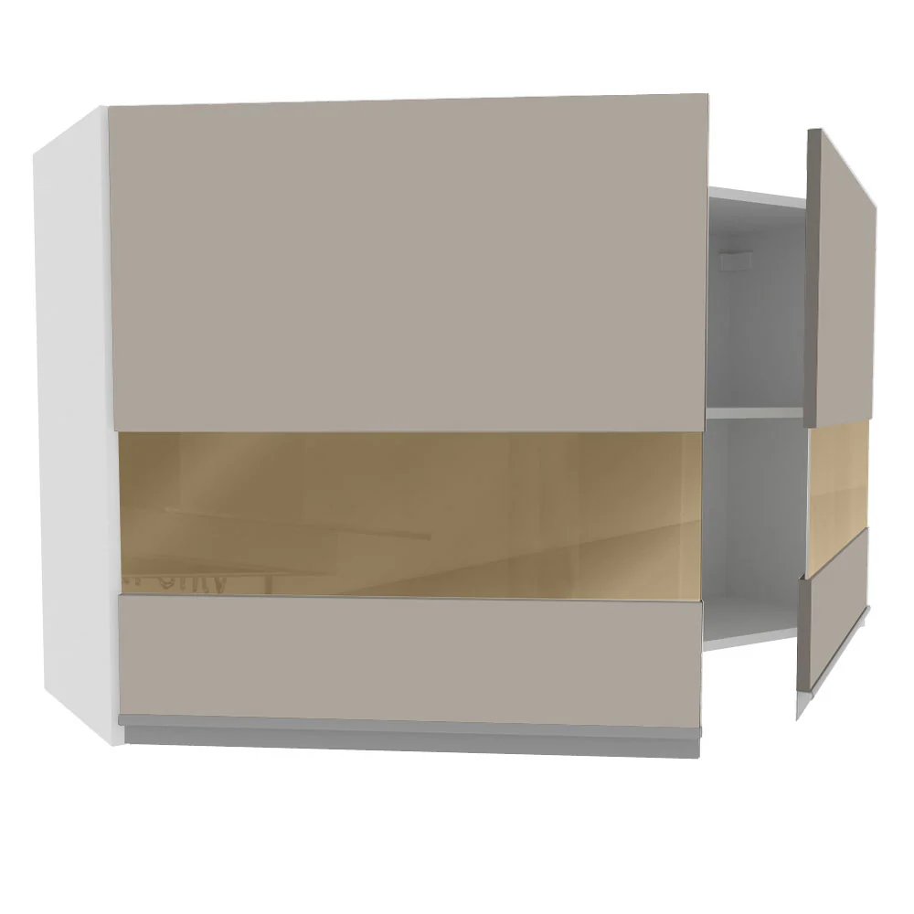Armário Aéreo Madesa Glamy 120 cm 2 Portas com Vidro Branco/Crema - Image 4