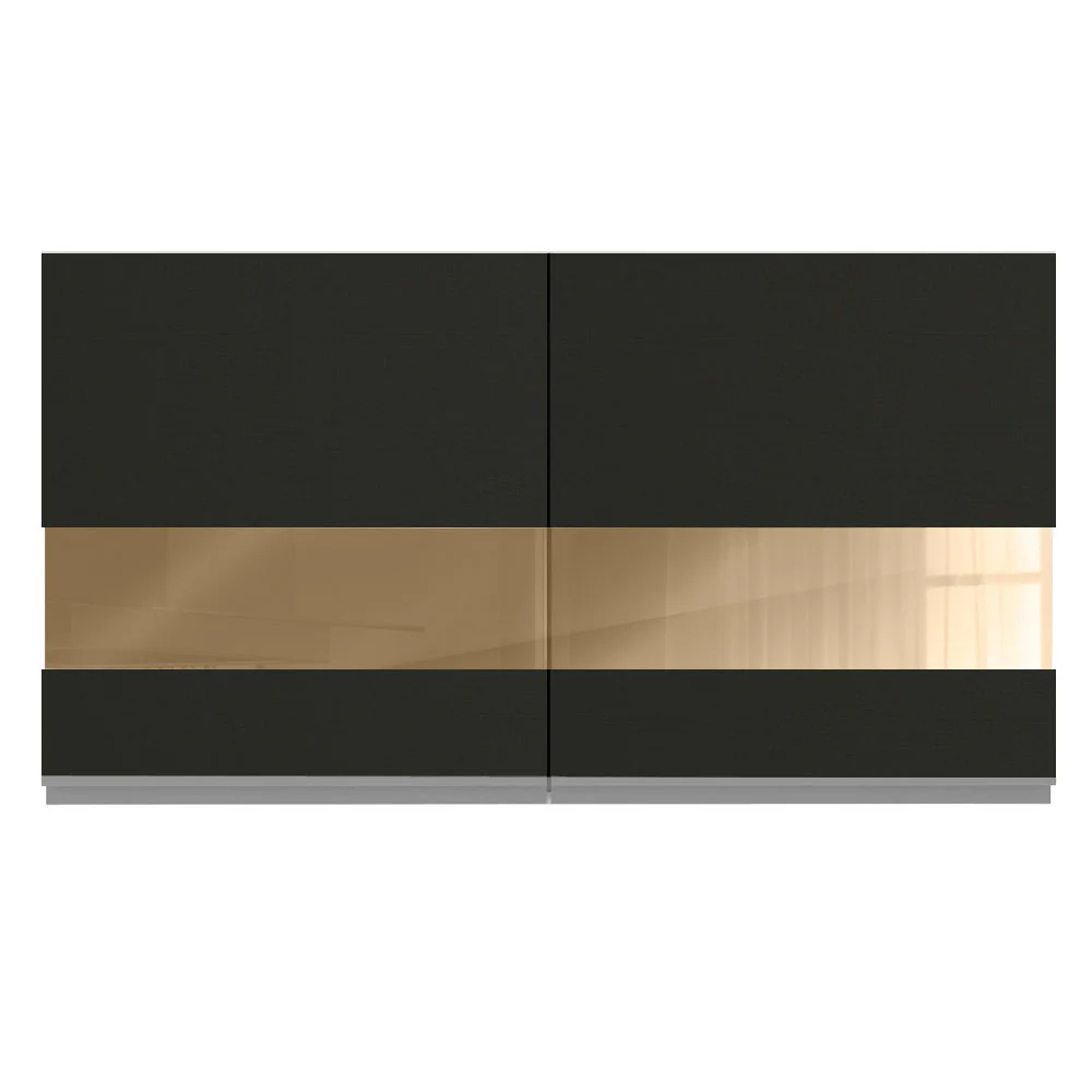 Armário Aéreo Madesa Glamy 120 cm 2 Portas com Vidro Branco/Preto - Image 8