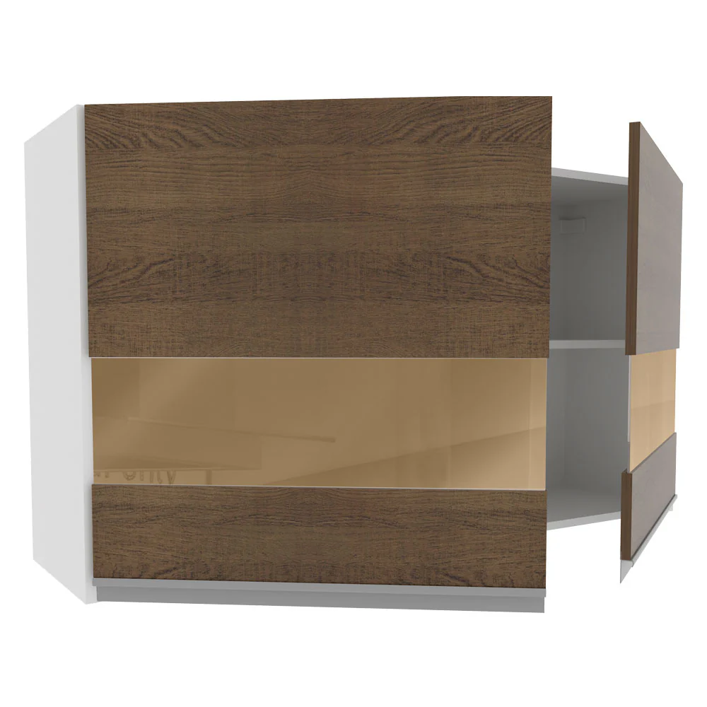 Armário Aéreo Madesa Glamy 120 cm 2 Portas com Vidro Branco/Rustic - Image 4