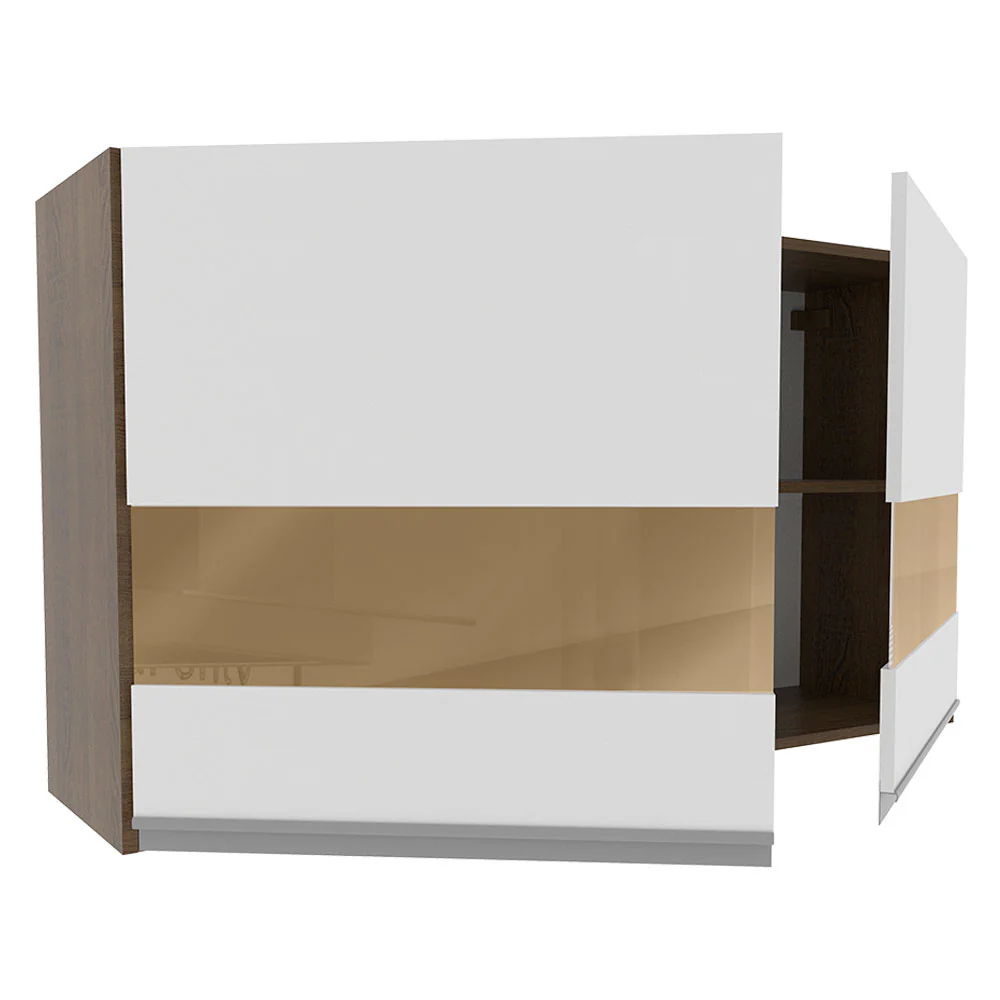 Armário Aéreo Madesa Glamy 120 cm 2 Portas com Vidro Rustic/Branco - Image 4