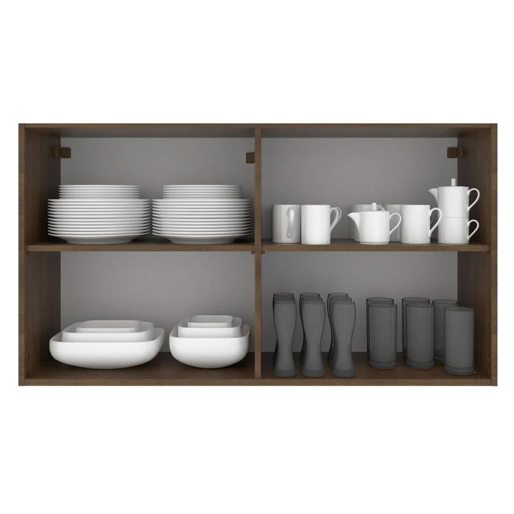 Armário Aéreo Madesa Glamy 120 cm 2 Portas com Vidro Rustic/Crema - Image 3