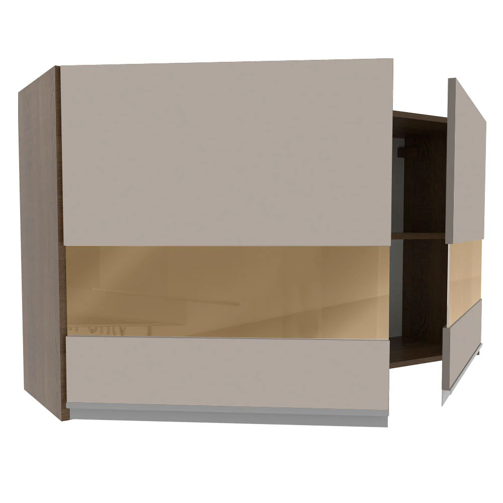 Armário Aéreo Madesa Glamy 120 cm 2 Portas com Vidro Rustic/Crema - Image 4