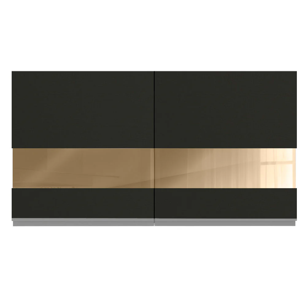 Armário Aéreo Madesa Glamy 120 cm 2 Portas com Vidro Rustic/Preto - Image 8