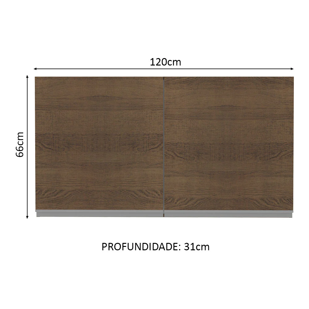Armário Aéreo Madesa Glamy 120 cm 2 Portas Rustic - Image 2