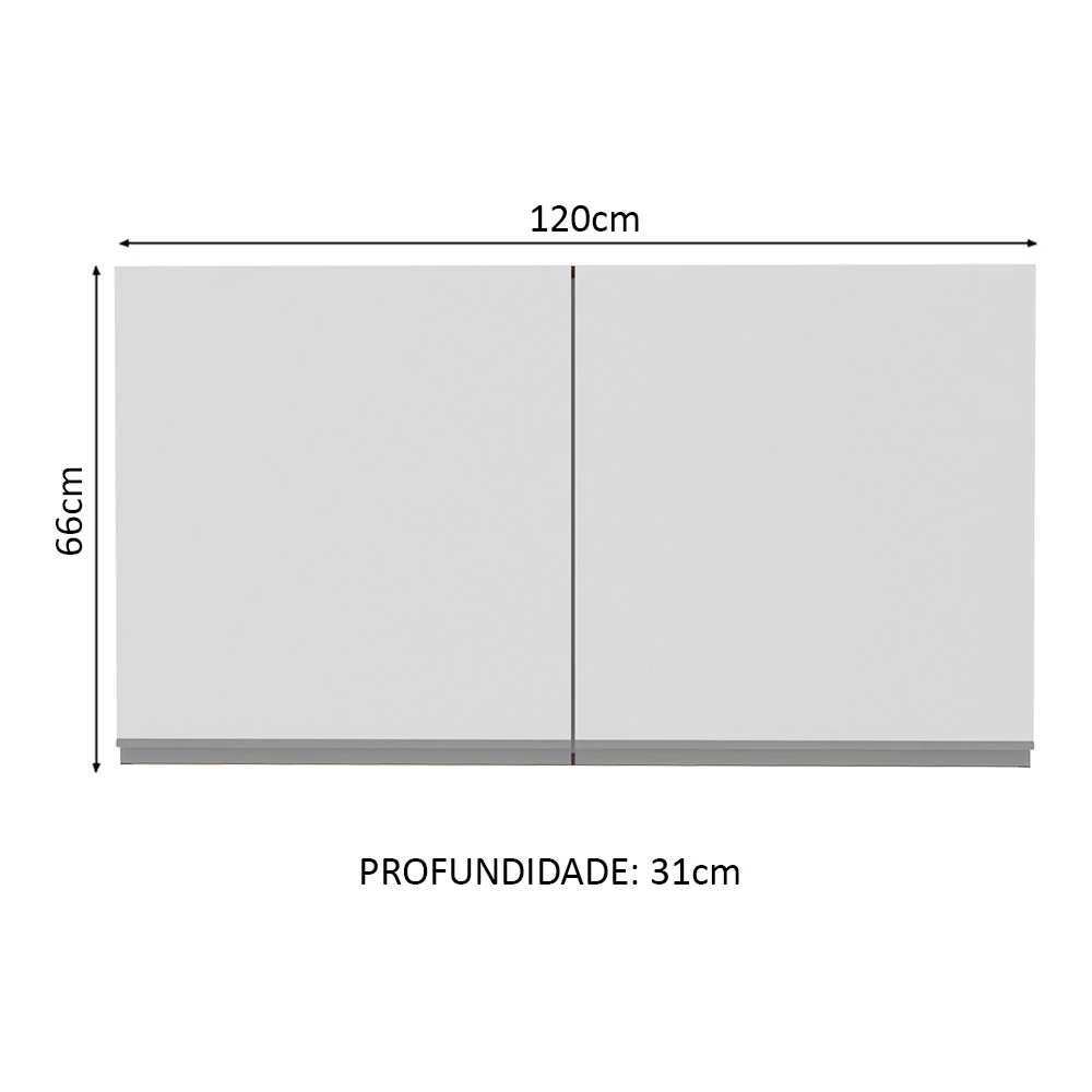 Armário Aéreo Madesa Glamy 120 cm 2 Portas Rustic/Branco - Image 2