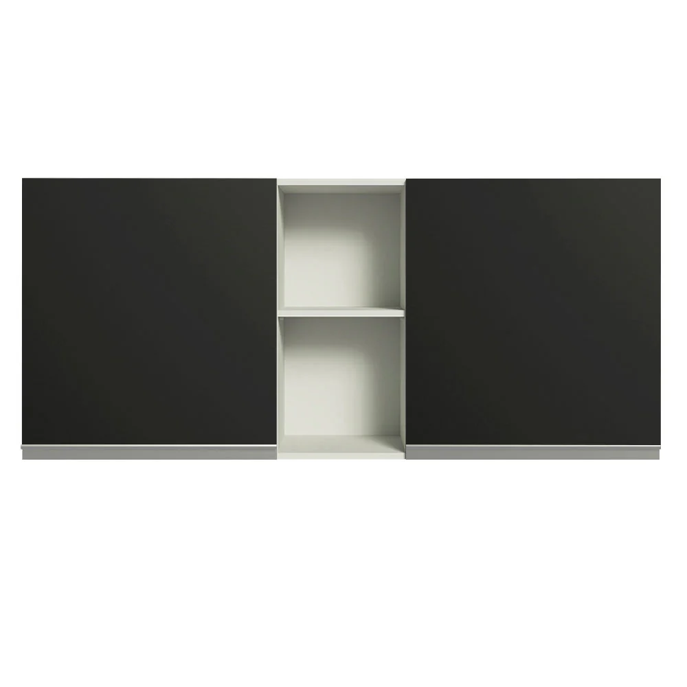 Armário Aéreo Madesa Glamy 150 cm 2 Portas e 2 Nichos Branco/Preto - Image 8