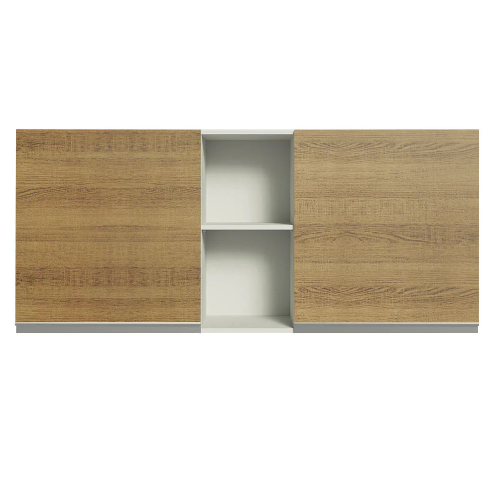 Armário Aéreo Madesa Glamy 150 cm 2 Portas e 2 Nichos Branco/Rustic - Image 8