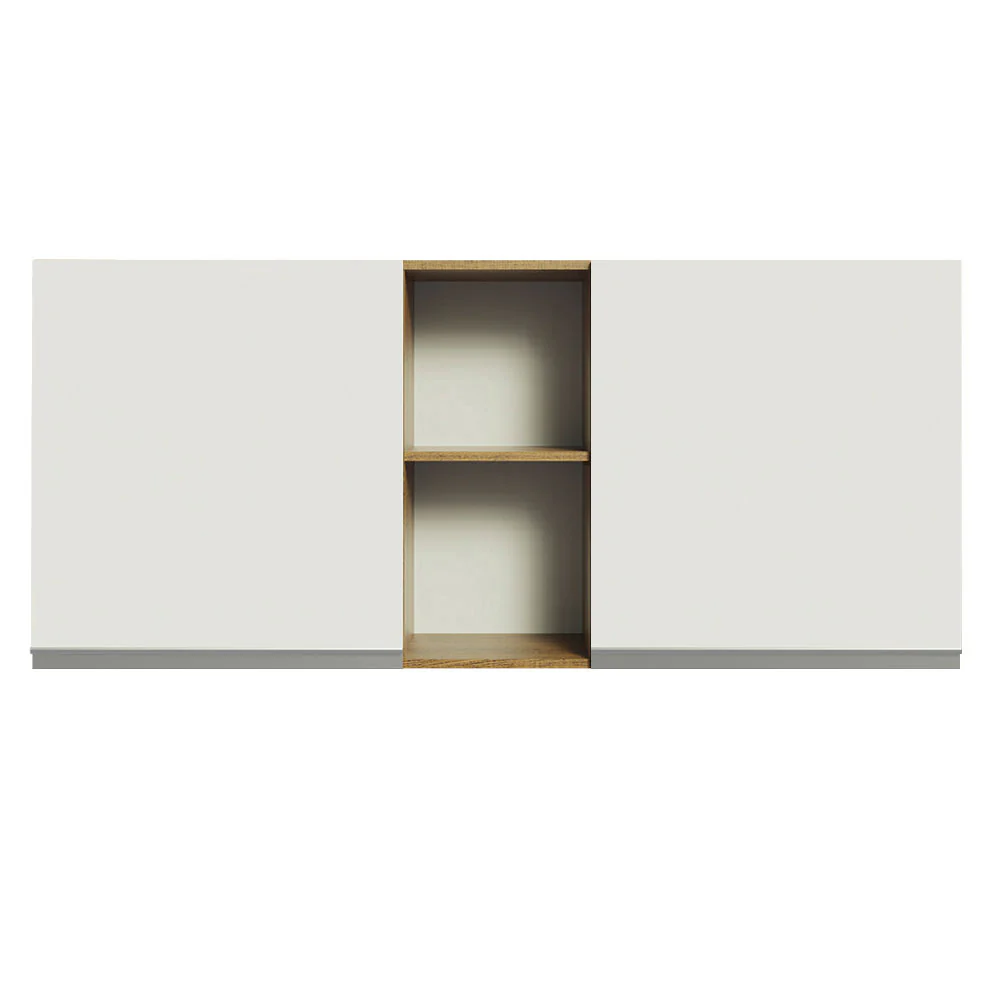 Armário Aéreo Madesa Glamy 150 cm 2 Portas e 2 Nichos Rustic/Branco - Image 8