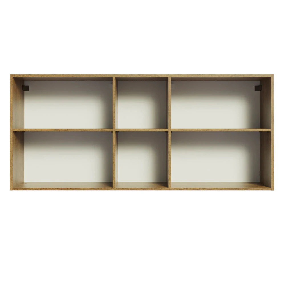 Armário Aéreo Madesa Glamy 150 cm 2 Portas e 2 Nichos Rustic/Preto - Image 9