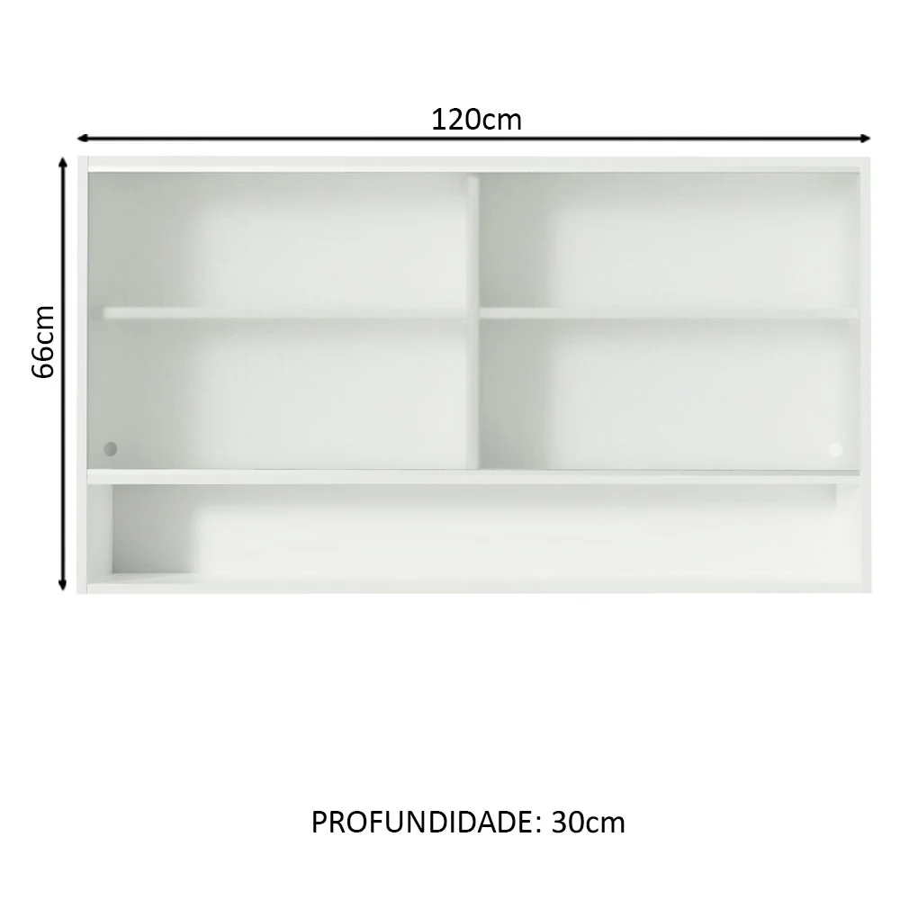 Armário Aéreo Madesa Glamy 2 Portas de Correr de Vidro e 1 Nicho Branco - Image 2
