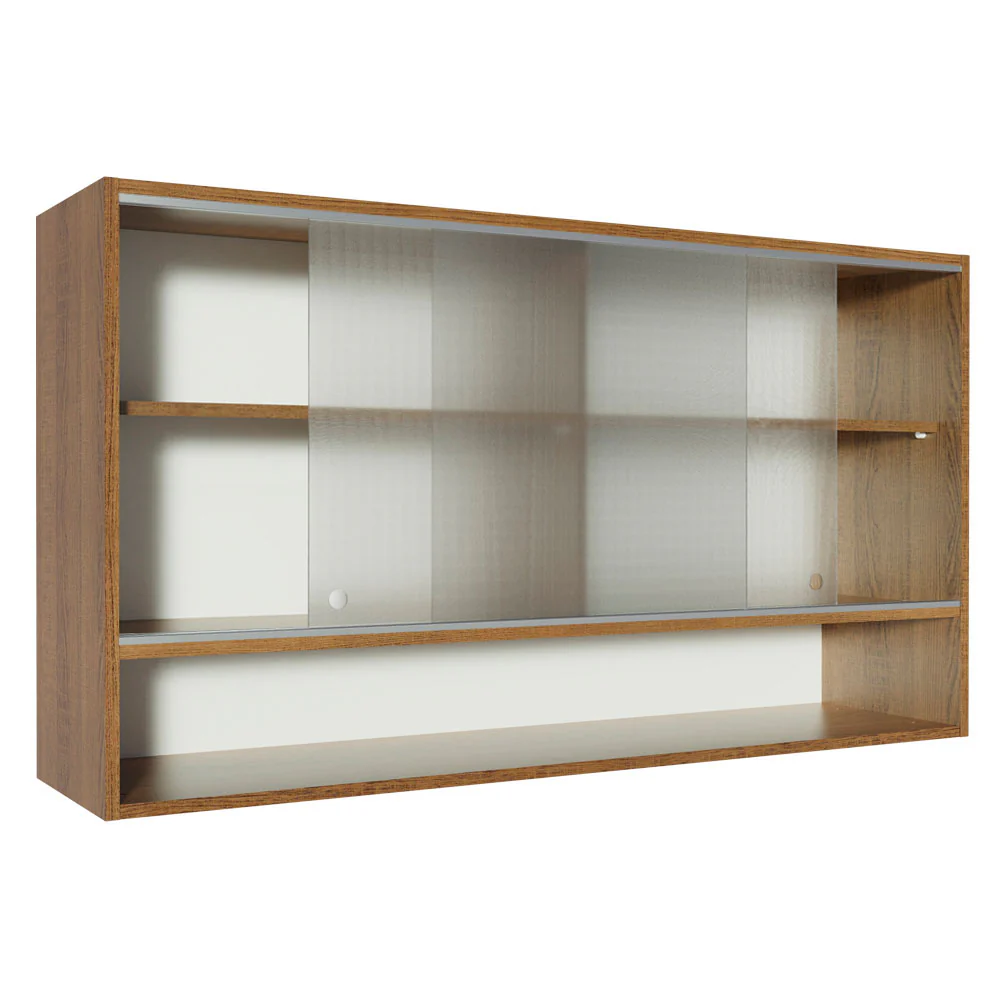 Armário Aéreo Madesa Glamy 2 Portas de Correr de Vidro e 1 Nicho Rustic - Image 4