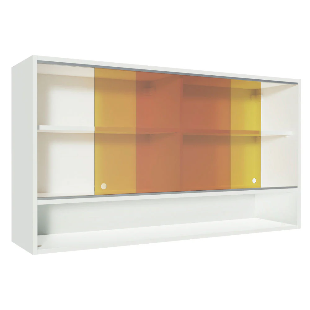 Armário Aéreo 2 Portas de Correr de Vidro Reflex e 1 Nicho para Cozinhas Glamy, Lux, Agata e Reims Madesa Branco - Image 4