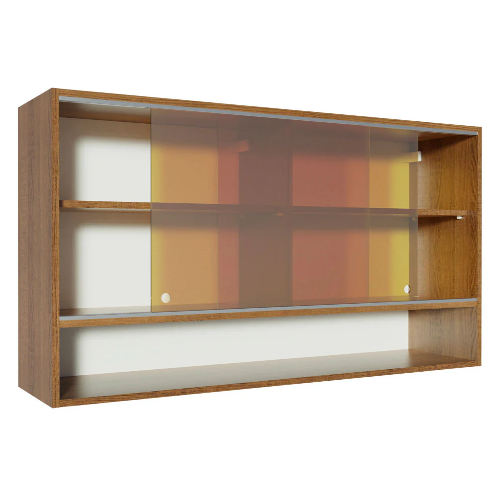 Armário Aéreo 2 Portas de Correr de Vidro Reflex e 1 Nicho para Cozinhas Glamy, Lux, Agata e Reims Rustic Madesa - Image 4