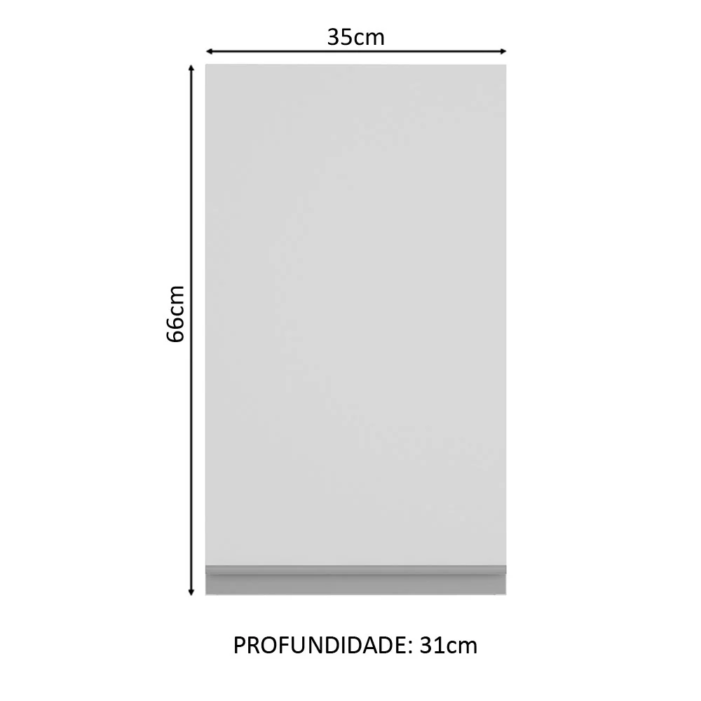 Armário Aéreo Madesa Glamy 35 cm 1 Porta Branco - Image 2
