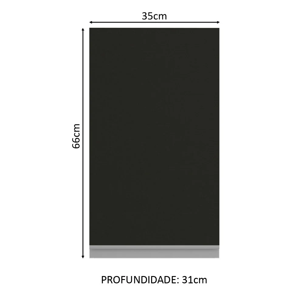 Armário Aéreo Madesa Glamy 35 cm 1 Porta Branco/Preto - Image 2