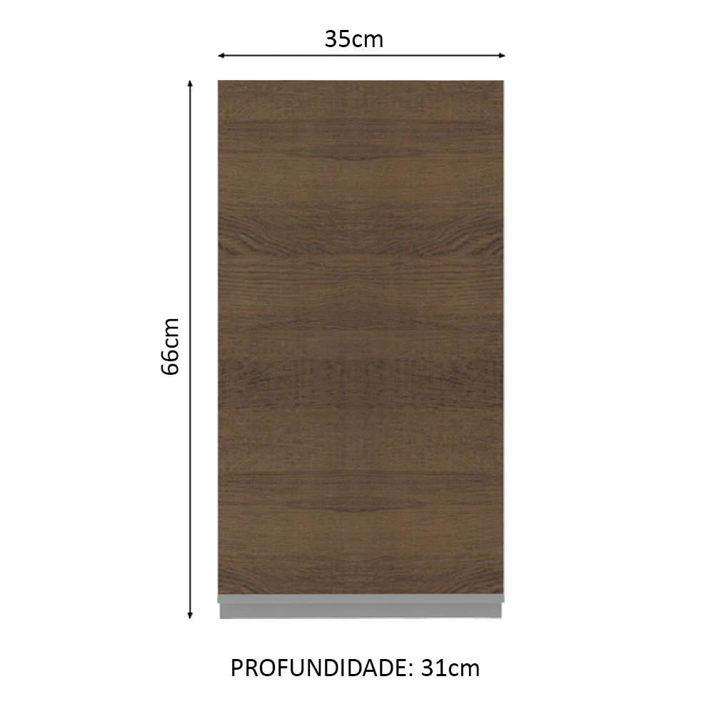 Armário Aéreo Madesa Glamy 35 cm 1 Porta Branco/Rustic - Image 2