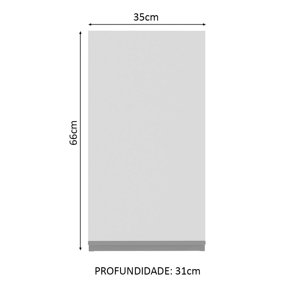 Armário Aéreo Madesa Glamy 35 cm 1 Porta Rustic/Branco - Image 2