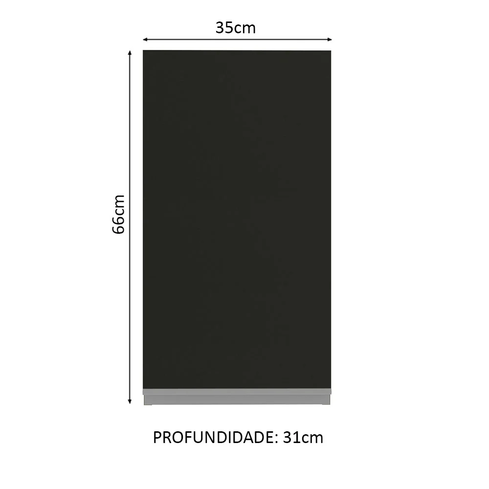 Armário Aéreo Madesa Glamy 35 cm 1 Porta Rustic/Preto - Image 2