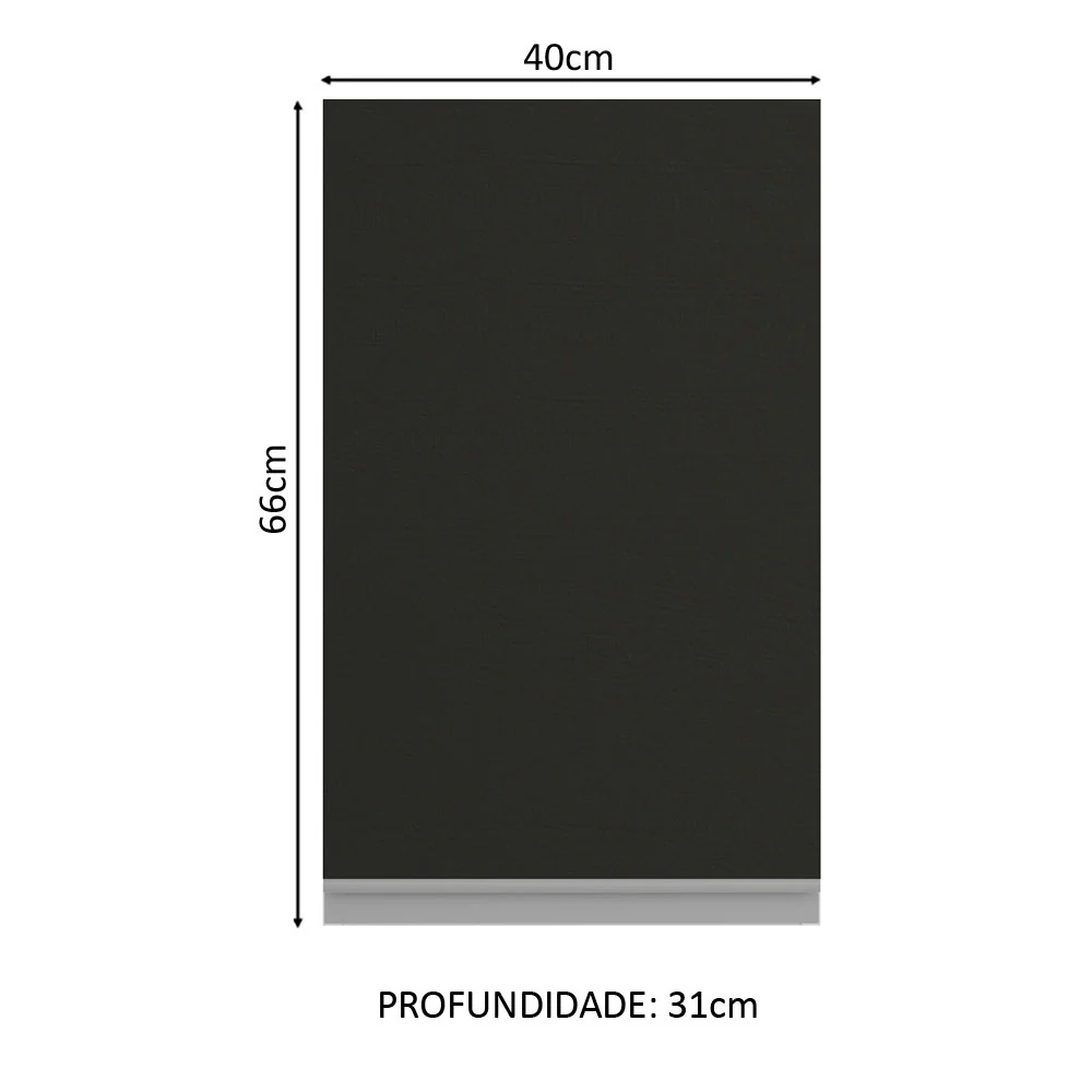 Armário Aéreo Madesa Glamy 40 cm 1 Porta Branco/Preto - Image 2