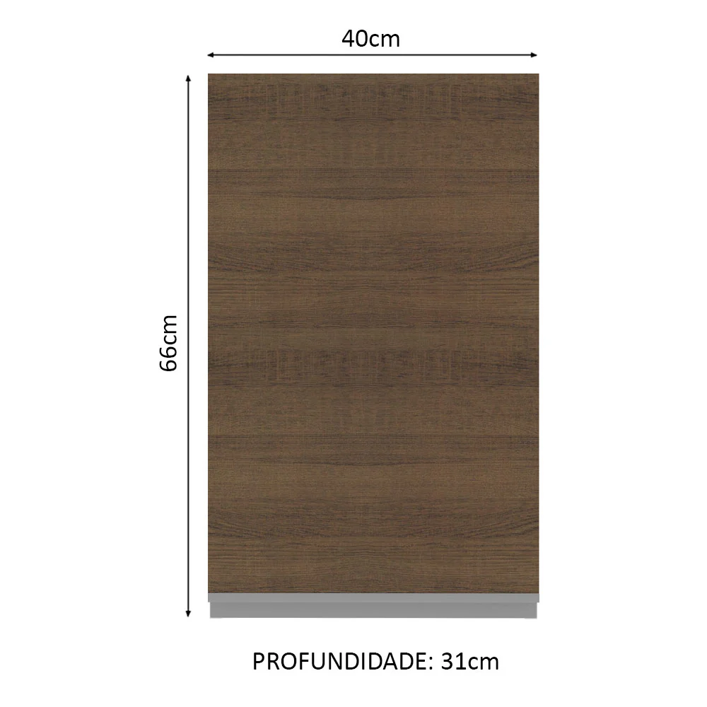 Armário Aéreo Madesa Glamy 40 cm 1 Porta Branco/Rustic - Image 2