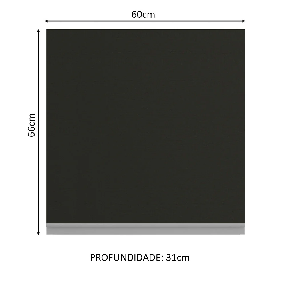 Armário Aéreo Madesa Glamy 60 cm 1 Porta Branco/Preto - Image 2