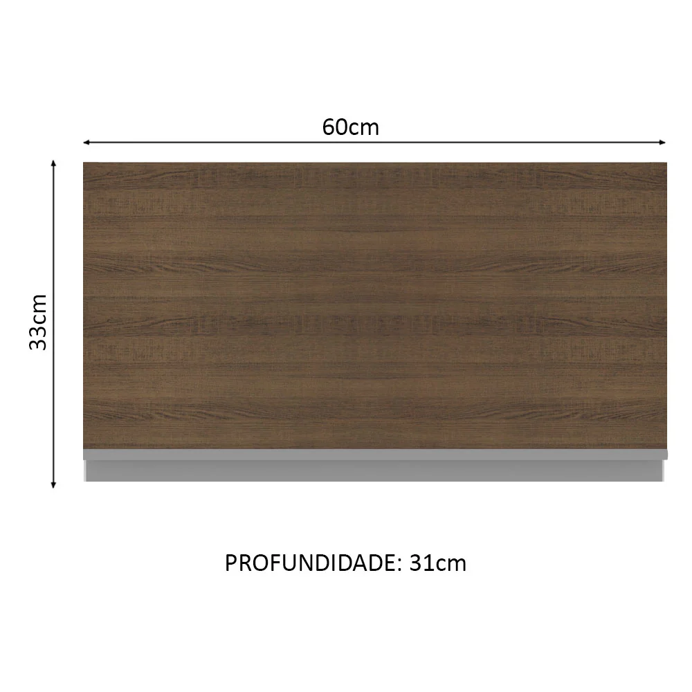 Armário Aéreo Madesa Glamy 60 cm 1 Porta Basculante Branco/Rustic - Image 2