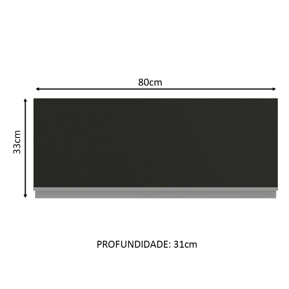 Armário Aéreo Madesa Glamy 80 cm 1 Porta Basculante Branco/Preto - Image 2