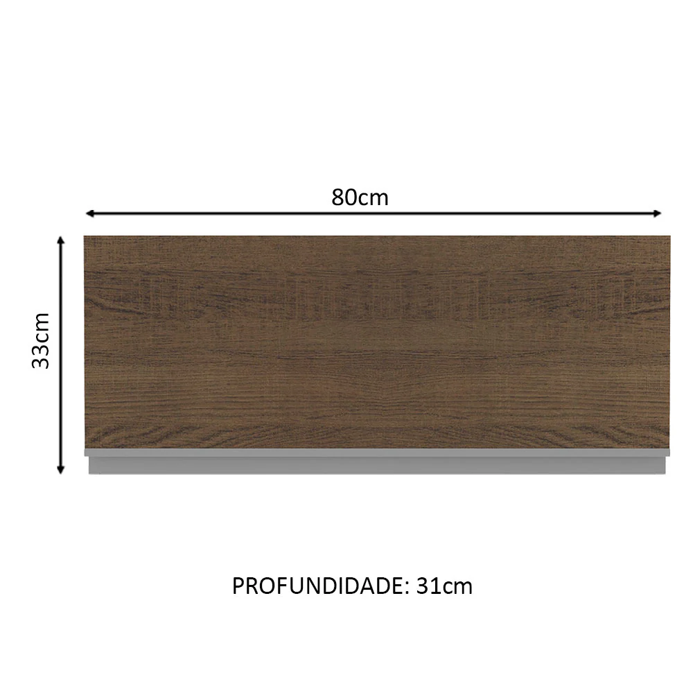 Armário Aéreo Madesa Glamy 80 cm 1 Porta Basculante Branco/Rustic - Image 2