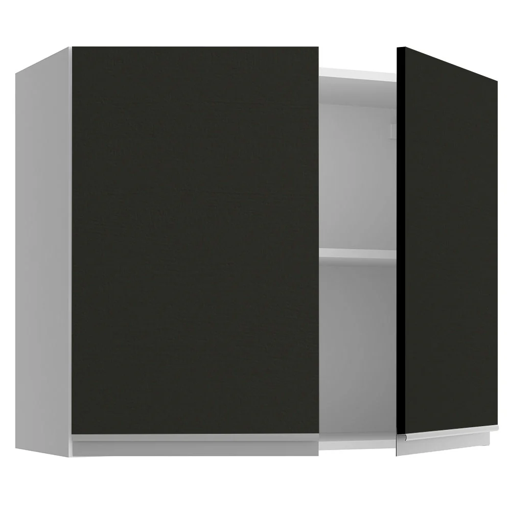 Armário Aéreo Madesa Glamy 80 cm 2 Portas Branco/Preto - Image 4