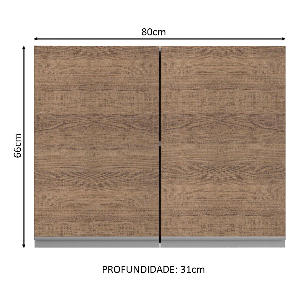 Armário Aéreo Madesa Glamy 80 cm 2 Portas Branco/Rustic - Image 2