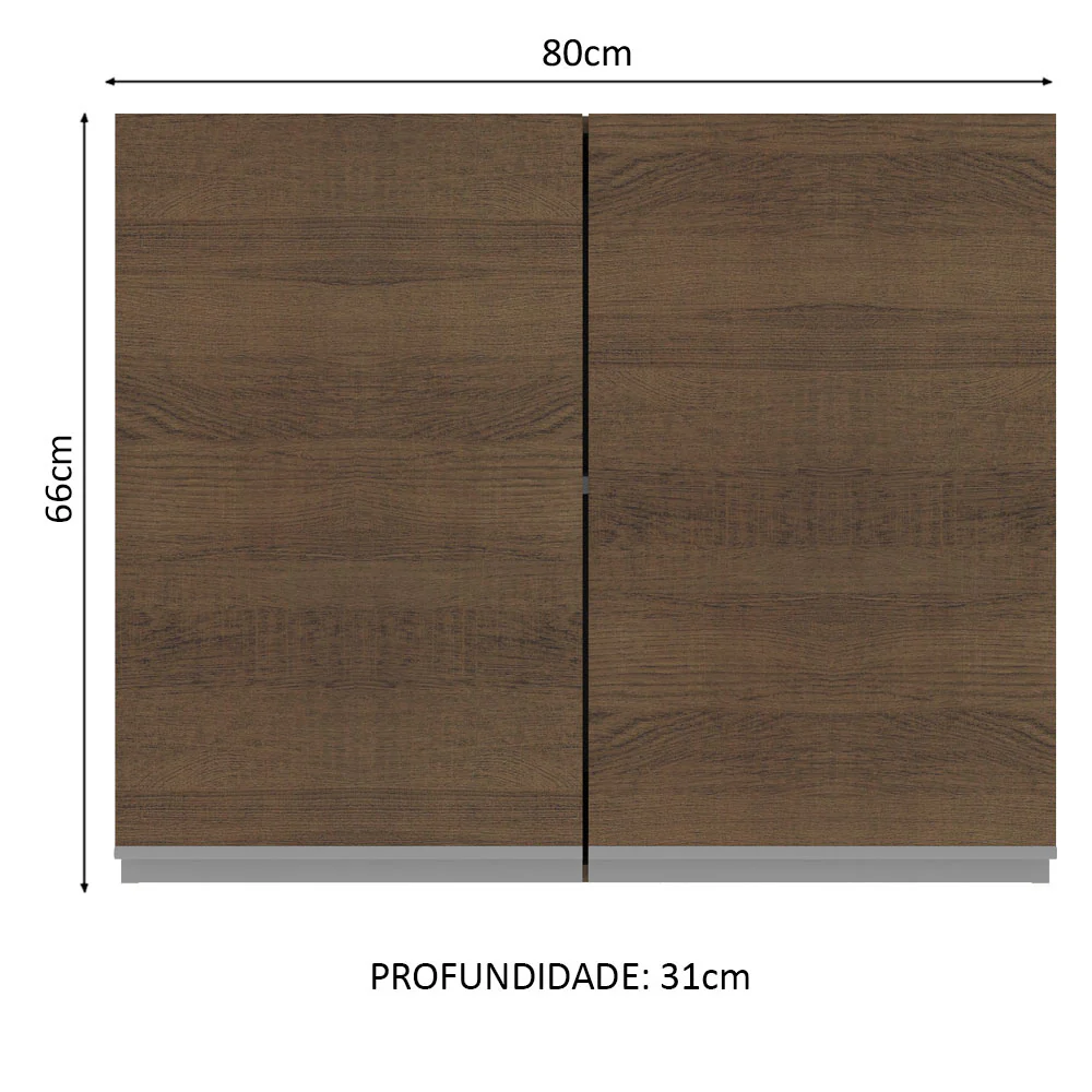 Armário Aéreo Madesa Glamy 80 cm 2 Portas Rustic - Image 2