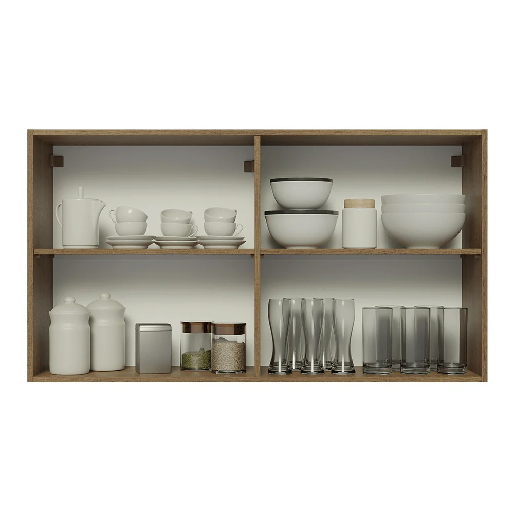 Armário Aéreo Madesa Lux 120 cm 2 Portas Rustic/Branco Veludo - Image 4