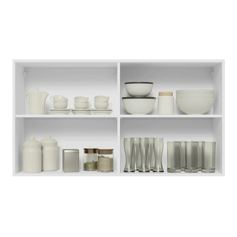 Armário Aéreo Madesa Lux 120 cm 2 Portas Branco/Cinza - Image 4