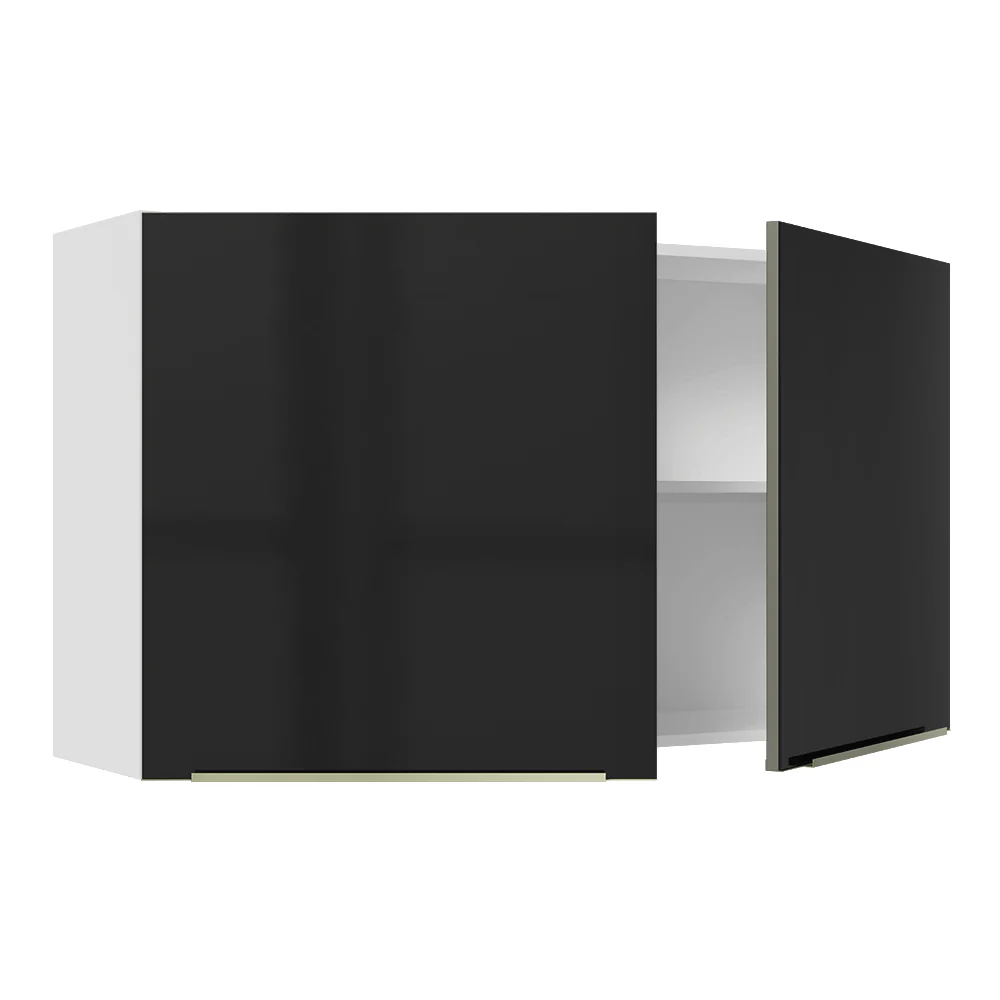 Armário Aéreo Madesa Lux 120 cm 2 Portas Branco/Preto - Image 8