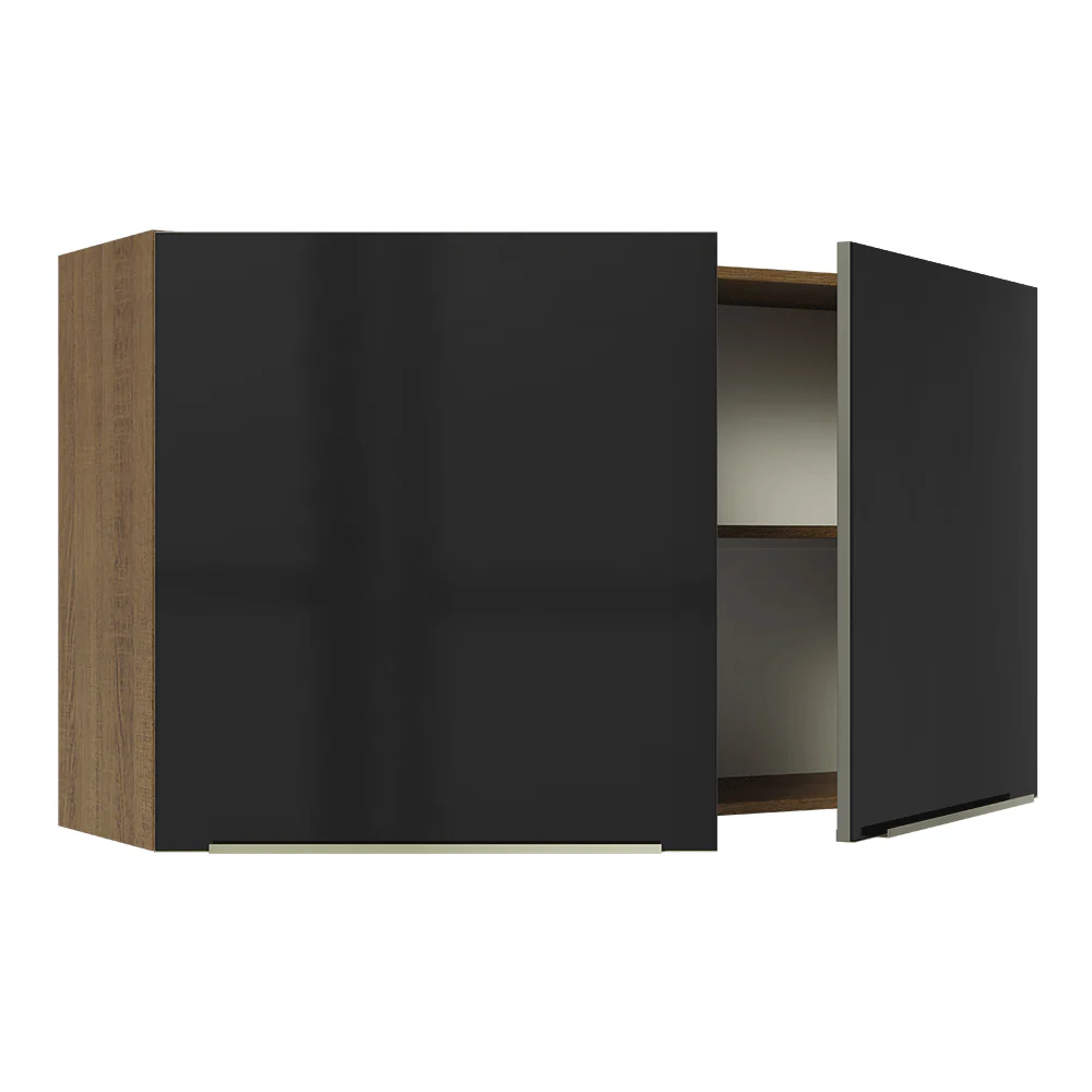 Armário Aéreo Madesa Lux 120 cm 2 Portas Rustic/Preto - Image 8