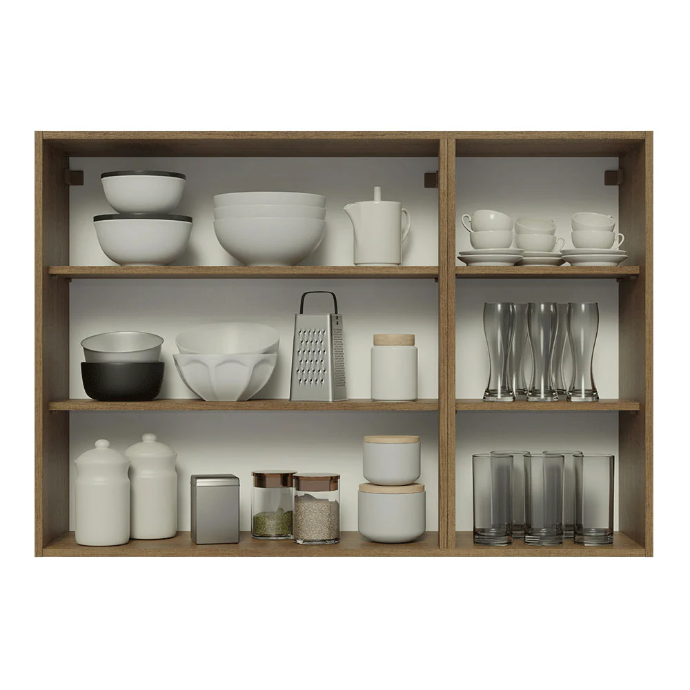 Armário Aéreo Madesa Lux 120 cm 3 Portas Rustic/Cinza - Image 4
